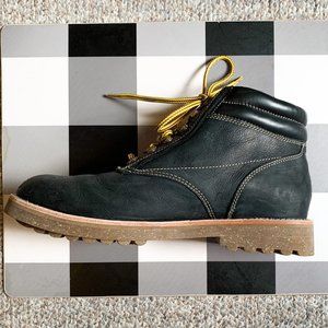 Men's Polo Ralph Lauren Black Leather Boots with Flannel Lining